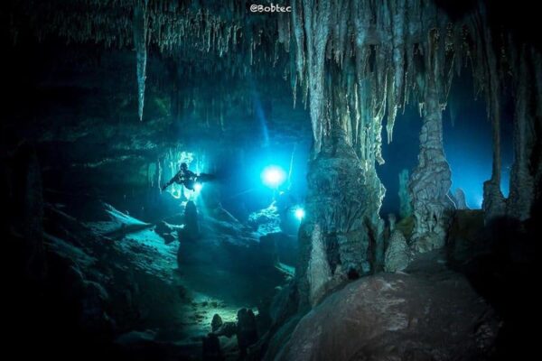 Cave diving in the Cenotes of Mexico