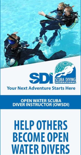 Moniteur de plongée professionnel SDI - Instructeur de plongée - Open Water Scuba Diving Instructor